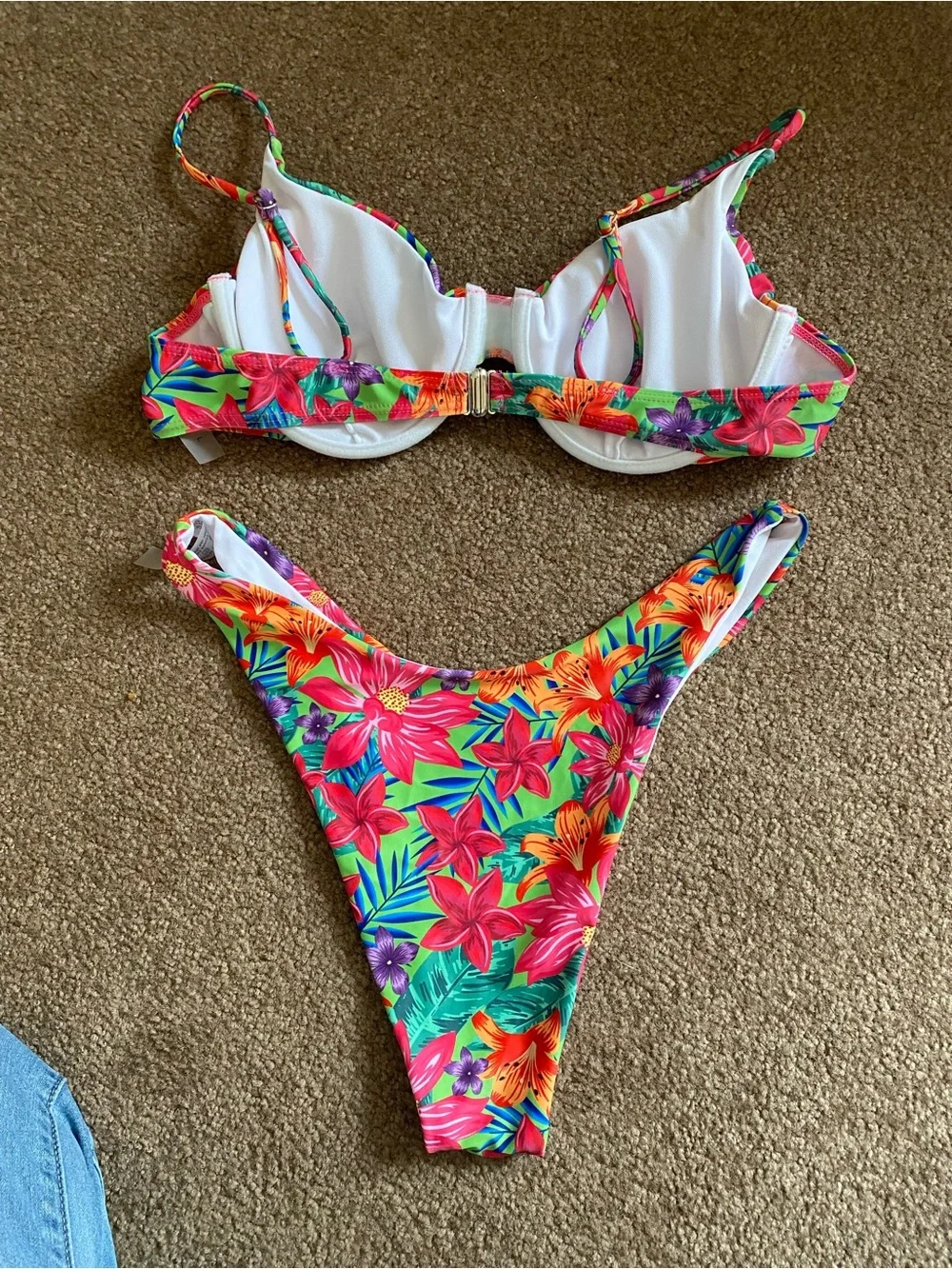 SHEIN Floral Push-Up Bikini Set – Pink, Green & Orange